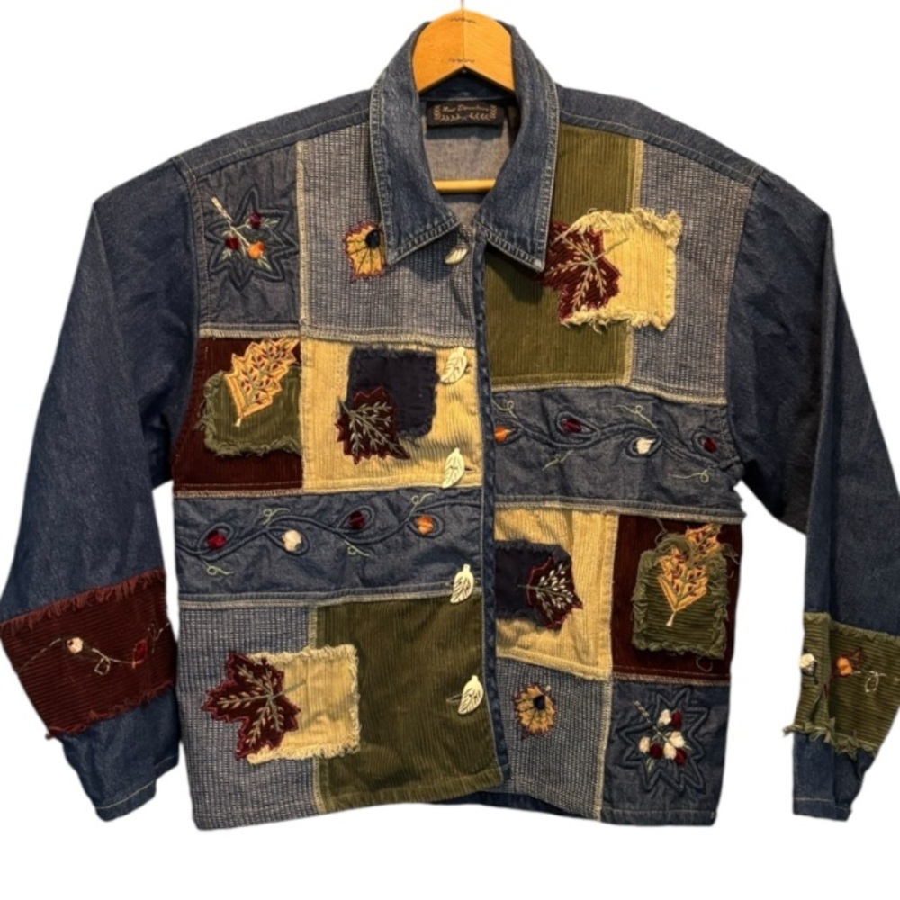 New Direction Denim Patchwork Button Down Shirt S… - image 5